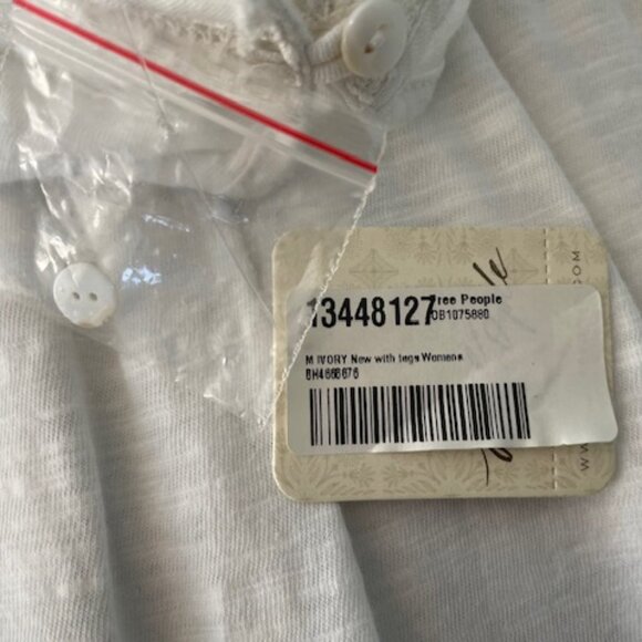 NWT Free People Top White Prairie Medium Cotton Oversized NEW Ivory Hippie $98 - Picture 13 of 15